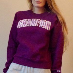 💜RARE NWT Purple Champion Graphic Weave Crew SM